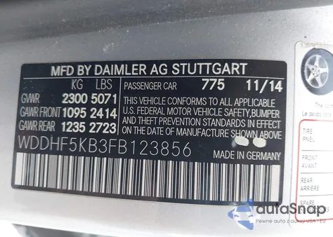 2015 Mercedes-Benz E 350 z USA, uszkodzony, nr VIN WDDHF5KB3FB123856